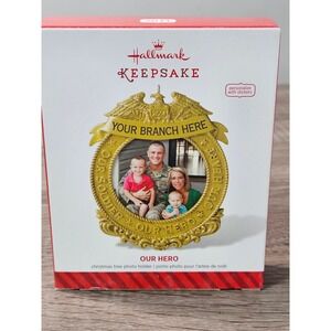 Hallmark Keepsake 2014 Our Hero Military Photo Holder Ornament Gold QG01453 NEW